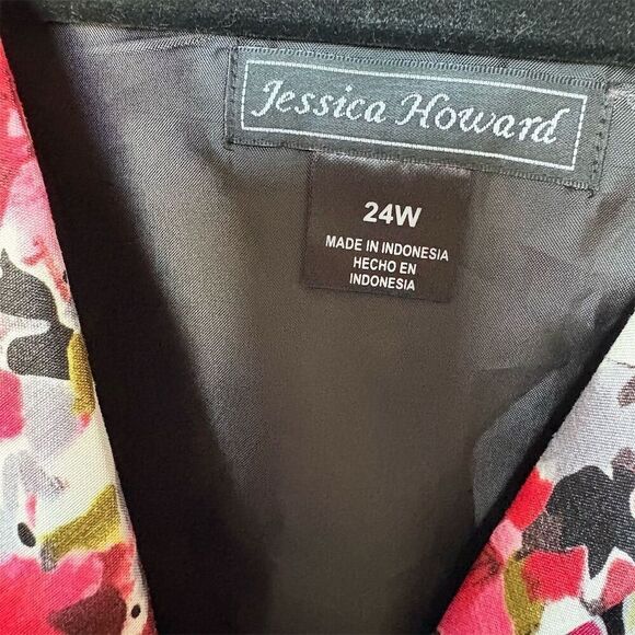 Jessica Howard Plus Size 24 Floral Wrap Dress Midi Length Sleeveless - Picture 5 of 5